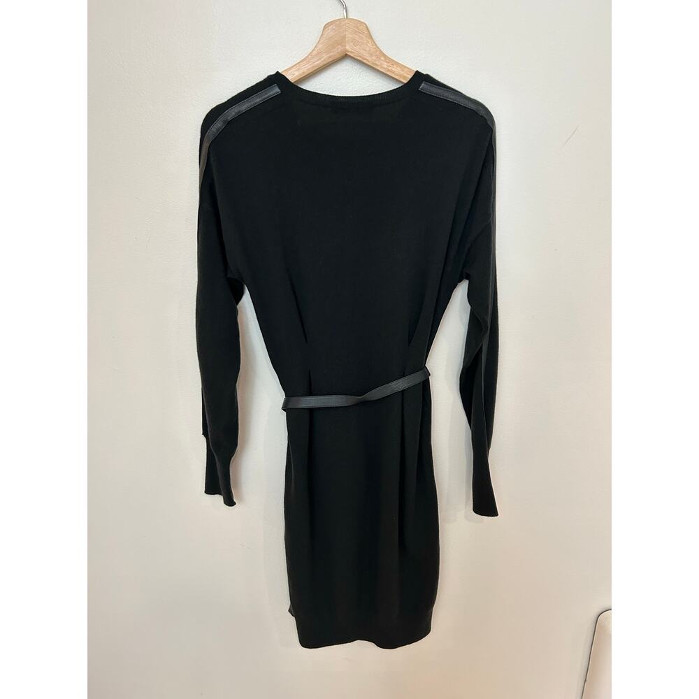 Loro Piana 100% Cashmere Sweater Dress Black classic lambskin belt sz 40 Italy - Picture 10 of 14